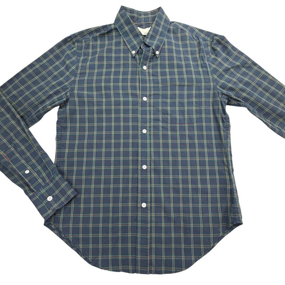 Band Of Outsiders Shirt Mens Size 2 Blue Long Sleeve Button Up Plaid Cotton Slim